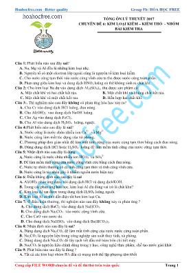 Đề kiểm tra lý thuyết Hóa học năm 2017 - Chuy