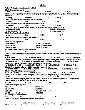 Đề kiểm tra môn Hóa học Khối 9