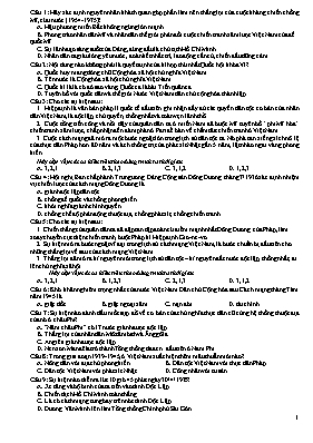 Đề kiểm tra môn Lịch sử 12