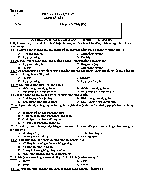 Đề kiểm tra một tiết môn Vật lý Lớp 6
