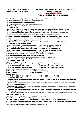 Đề kiểm tra phát triển thi THPT Quốc gia môn Sinh học - Đề 1 - Năm học 2016-2017 - Trường THPT Lai Vung 3 (Có đáp án)