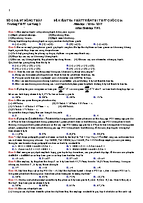 Đề kiểm tra phát triển thi THPT Quốc gia môn Sinh học - Đề 2 - Năm học 2016-2017 - Trường THPT Lai Vung 3 (Có đáp án)