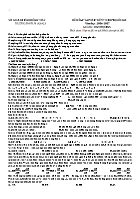 Đề kiểm tra phát triển thi THPT Quốc gia môn Sinh học - Đề 5 - Năm học 2016-2017 - Trường THPT Lai Vung 3 (Có đáp án)