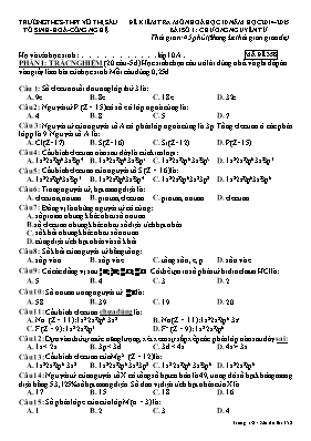 Đề kiểm tra số 1 môn Hóa học Lớp 10 - Mã đề 3
