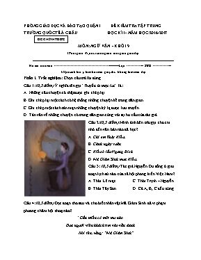 Đề kiểm tra tập trung học kỳ 1 môn Ngữ văn Lớp 9 - Năm học 2016-2017 - Trường Quốc tế Á Châu