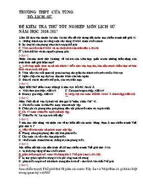 Đề kiểm tra thử Tốt nghiệp môn Lịch sử - Năm 