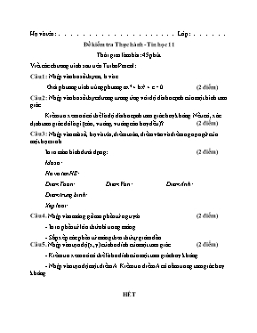 Đề kiểm tra thực hành môn Tin học 11