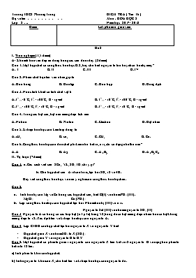 Đề kiểm tra Tiết 16 môn Hóa học 8 - Năm học 2017-2018 - Trường THCS Phương Trung