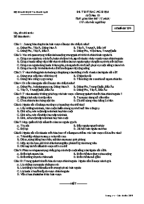 Đề kiểm tra trắc nghiệm Lịch sử Lớp 10 - Mã đ