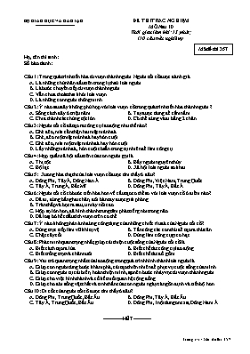 Đề kiểm tra trắc nghiệm môn Lịch sử Lớp 10 - 