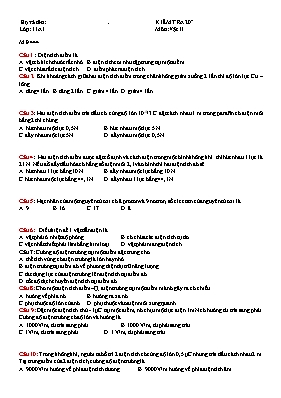 Đề kiểm tra trắc nghiệm môn Vật lý Lớp 11 - M