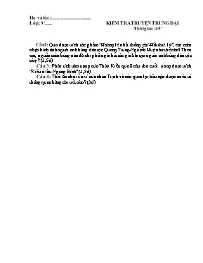 Đề kiểm tra truyện trung đại môn Ngữ văn Lớp 9