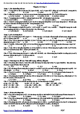 Đề ôn học kỳ I môn Hóa học Lớp 11