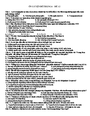 Đề ôn luyện Tháng 6 môn Lịch sử 12 - Đề 12