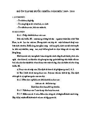 Đề ôn tập Hè buổi 1 môn Ngữ văn Khối 6 - Năm