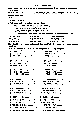 Đề ôn tập hè môn Hóa học Lớp 8