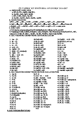 Đề ôn tập học kỳ 2 môn Hóa học 10 - Năm học 2