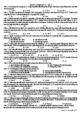 Đề ôn tập học kỳ 2 môn Vật lý Lớp 11 - Đề 3