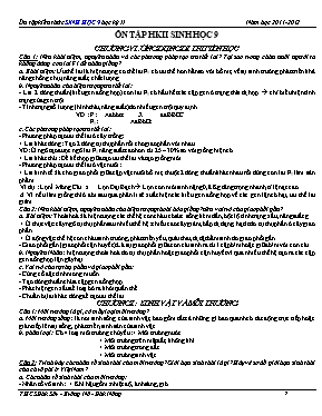 Đề ôn tập học kỳ II môn Sinh học Lớp 9