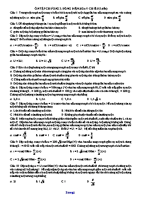 Đề ôn tập học kỳ II môn Vật lý Lớp 11