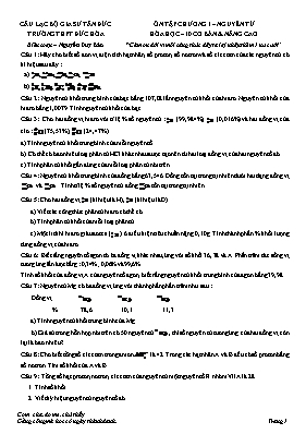 Đề ôn tập kiểm tra Chương 1 môn Hóa học Lớp 1