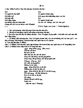 Đề ôn tập môn Ngữ văn Lớp 9 - Đề 15 (Có đáp á