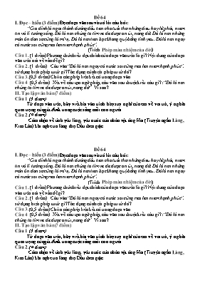 Đề ôn tập môn Ngữ văn Lớp 9 - Đề 64 (Có đáp án)