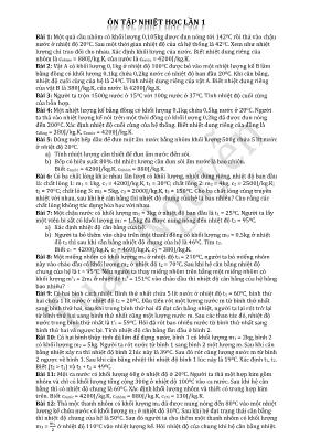 Đề ôn tập Nhiệt học lần 1