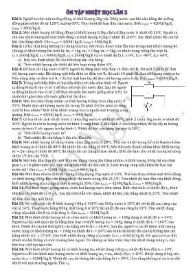 Đề ôn tập Nhiệt học lần 2