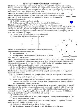 Đề ôn tập thi tuyển sinh Lớp 10 môn Vật lý