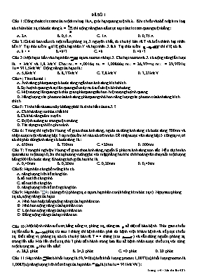 Đề ôn thi vào Lớp 10 THPT môn Vật lý - Đề số 