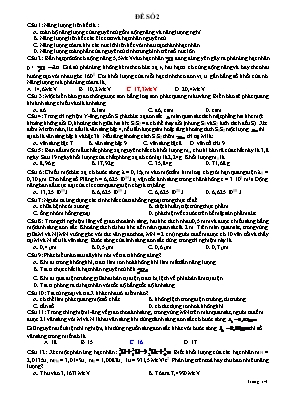 Đề ôn thi vào Lớp 10 THPT môn Vật lý - Đề số 2