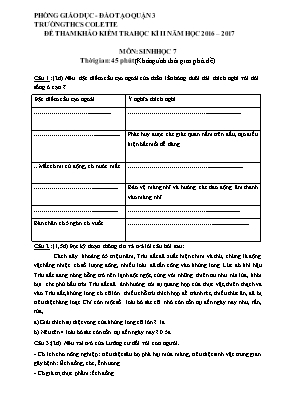 Đề tham khảo kiểm tra học kì II môn Sinh học 