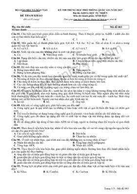 Đề tham khảo thi THPT Quốc gia môn Sinh học năm 2017 - Mã đề 003