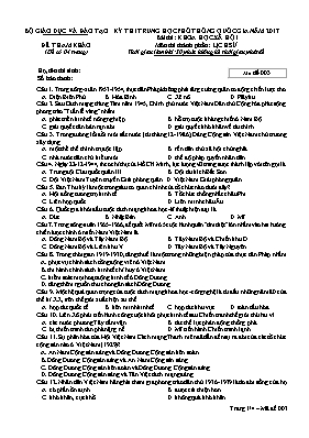 Đề tham khảo THPT Quốc gia môn Lịch sử năm 20