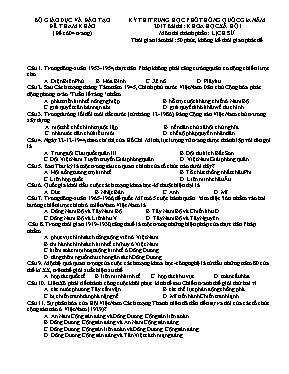 Đề tham khảo THPT Quốc gia môn Lịch sử năm 20