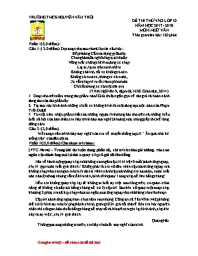 Đề tham khảo tuyển sinh vào Lớp 10 THPT môn Ngữ văn