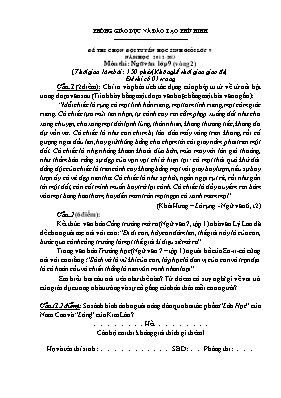 Đề thi chọn đội tuyển học sinh giỏi vòng 2 mô