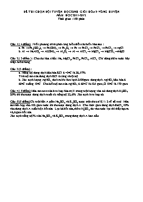 Đề thi chọn đội tuyển học sinh giỏi vòng huyện môn Hóa học Lớp 9 - Năm học 2011-2012 (Có đáp án)