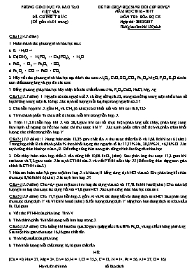 Đề thi chọn học sinh giỏi cấp huyện môn Hóa h