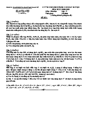 Đề thi chọn học sinh giỏi cấp huyện môn Hóa h