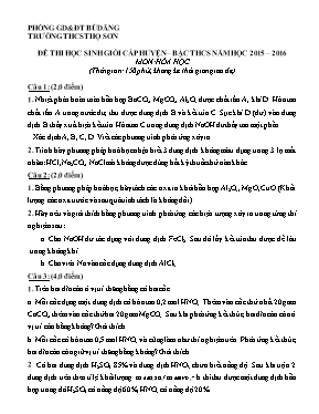 Đề thi chọn học sinh giỏi cấp huyện môn Hóa h