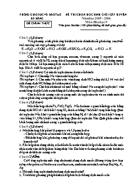 Đề thi chọn học sinh giỏi cấp huyện môn Hóa học Lớp 9 - Năm học 2015-2016 - Phòng GD & ĐT Bù Đăng (Có đáp án)