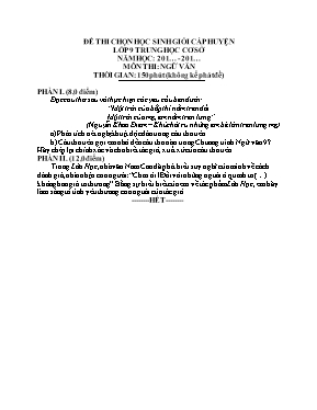 Đề thi chọn học sinh giỏi cấp huyện môn Ngữ văn Khối 9