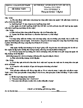 Đề thi chọn học sinh giỏi cấp huyện môn Sinh học Lớp 8 - Năm học 2013-2014 - Phòng GD & ĐT Lục Nam (Có đáp án)