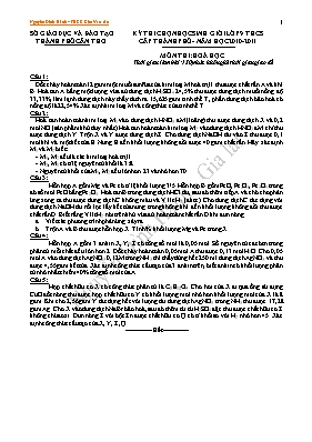 Đề thi chọn học sinh giỏi cấp Thành phố môn H
