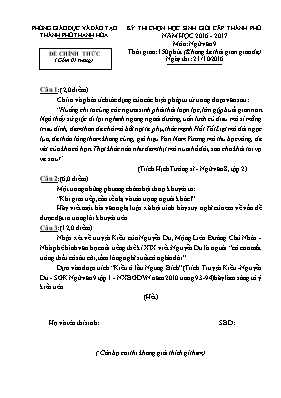 Đề thi chọn học sinh giỏi cấp Thành phố môn N