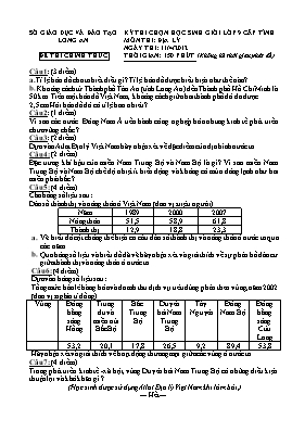 Đề thi chọn học sinh giỏi cấp tỉnh môn Địa lý