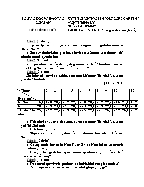 Đề thi chọn học sinh giỏi cấp tỉnh môn Địa lý