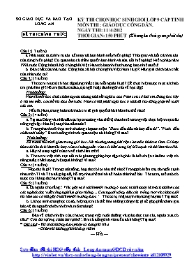 Đề thi chọn học sinh giỏi cấp tỉnh môn Giáo d